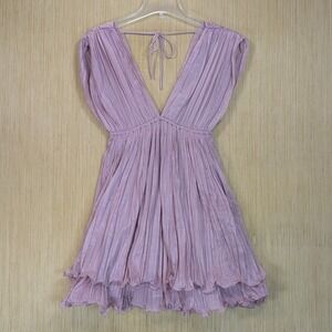 ASOS DESIGN Pink‎ Plunge Ruffle Mini Dress Feminine Whimsy Party Women's Small